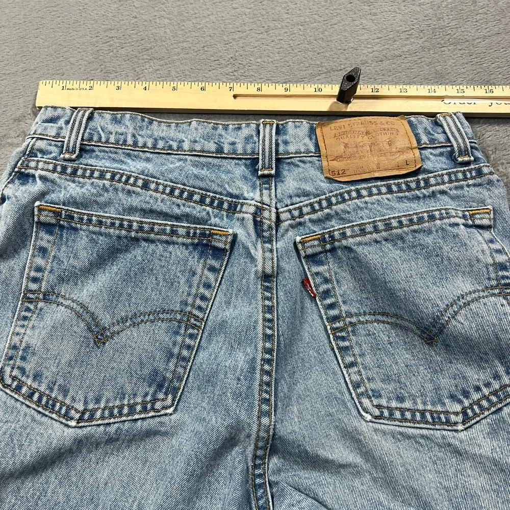 VTG Levis 512 Jeans Womens 12 Long Blue 90s Slim Tapered High Rise Light Wash
